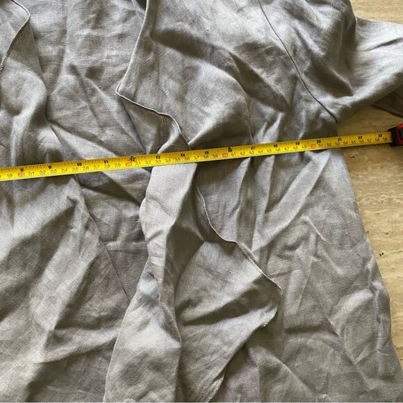 Lightweight Grey Beige 100% Linen Cardigan P16 - Picture 7 of 8